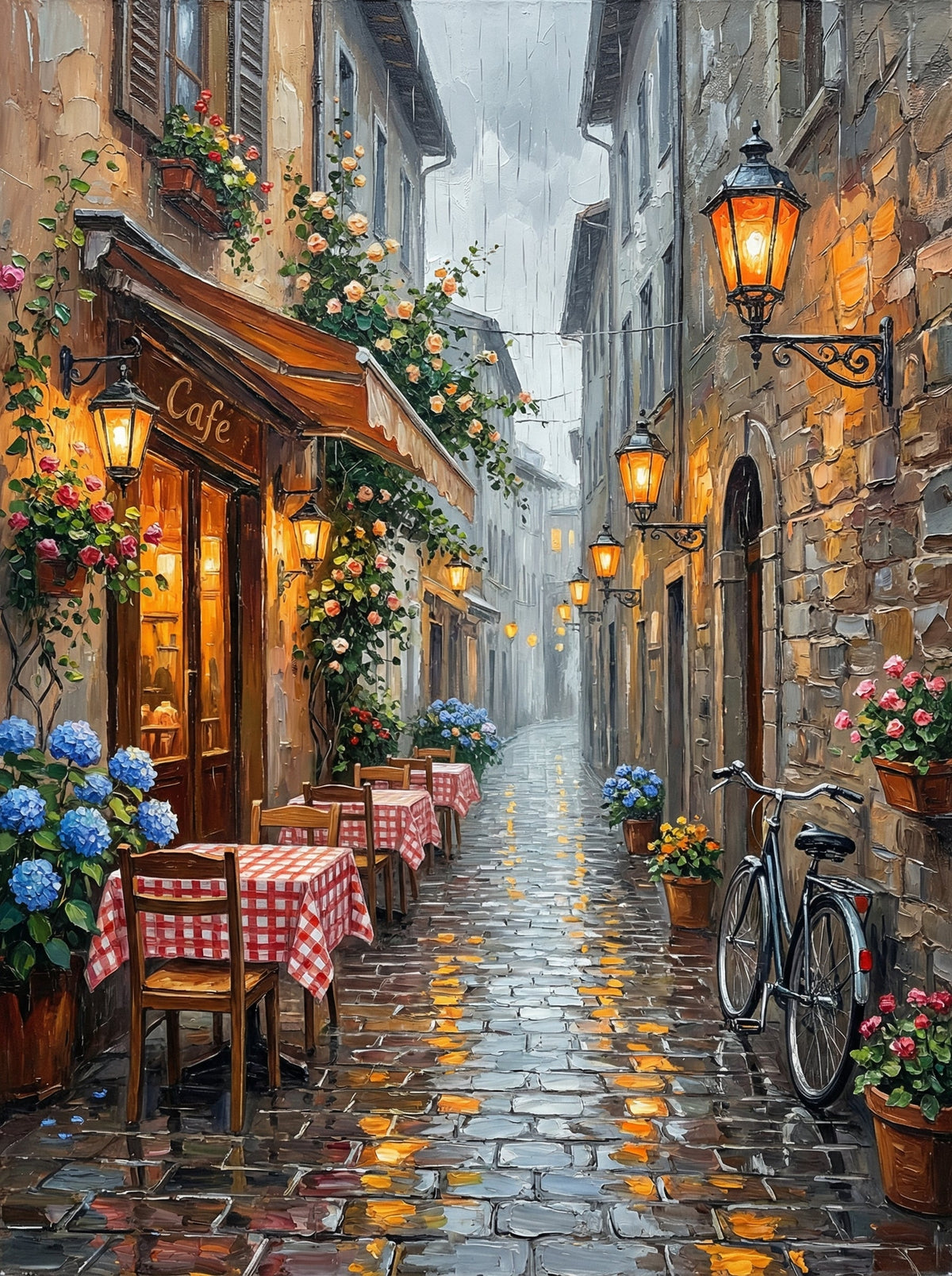 Italian Cafe Alley Evening (120 Colours)