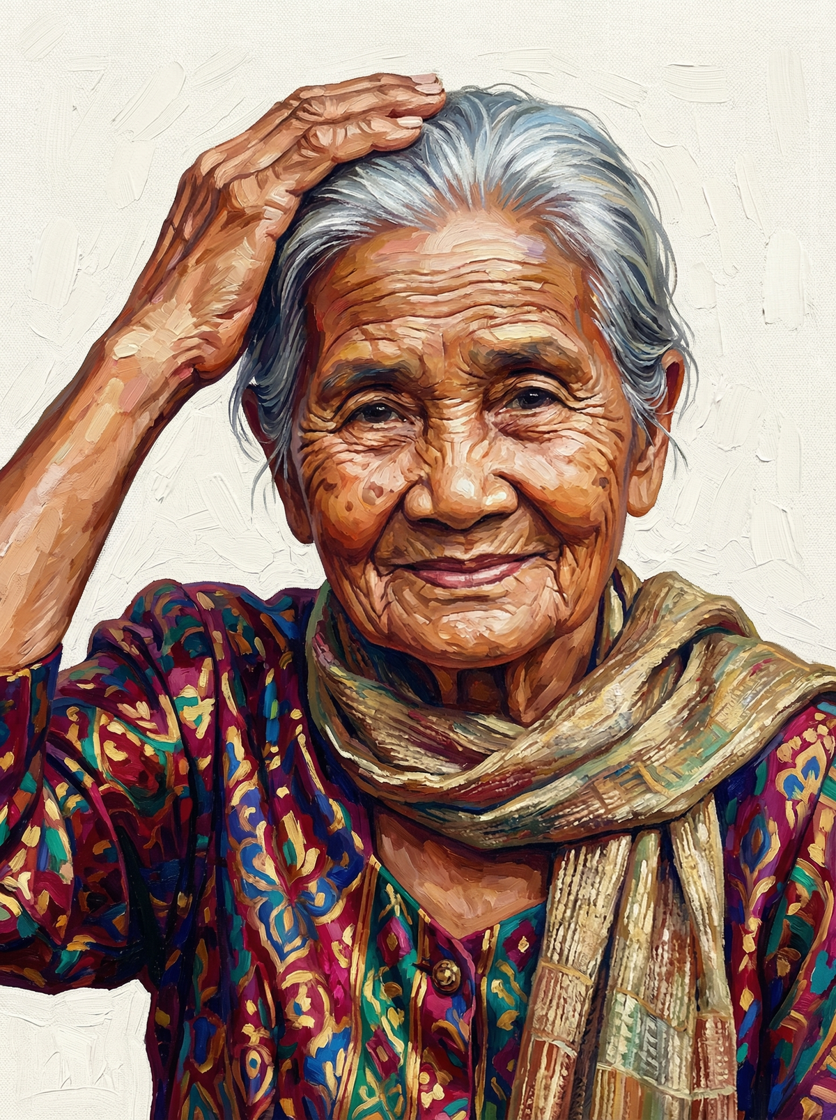 Joyful Grandmother Portrait (80 Colours)