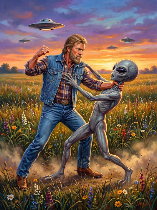Man Grabbing Alien (80 Colours)