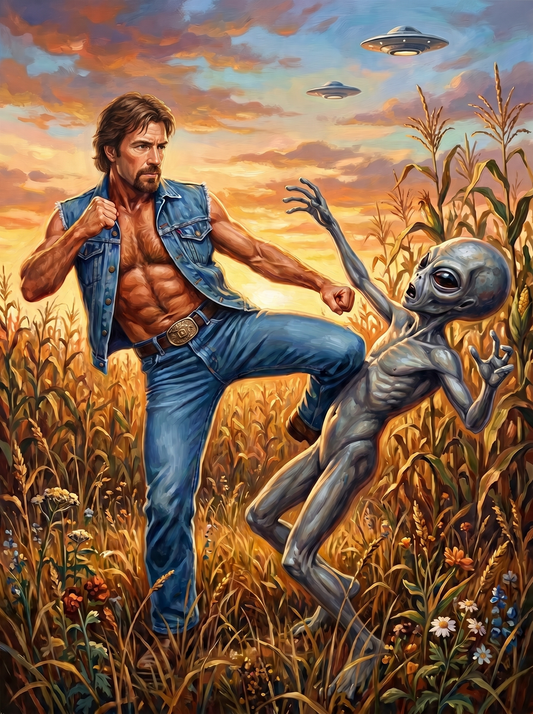 Man Kicking Alien (80 Colours)