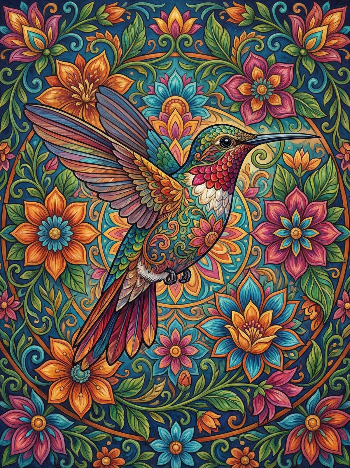 Hummingbird Blossom Mandala (80 Colours)
