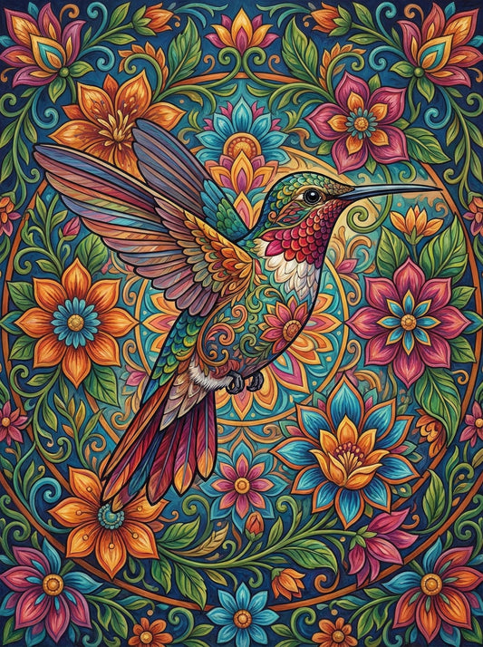 Hummingbird Blossom Mandala (80 Colours)