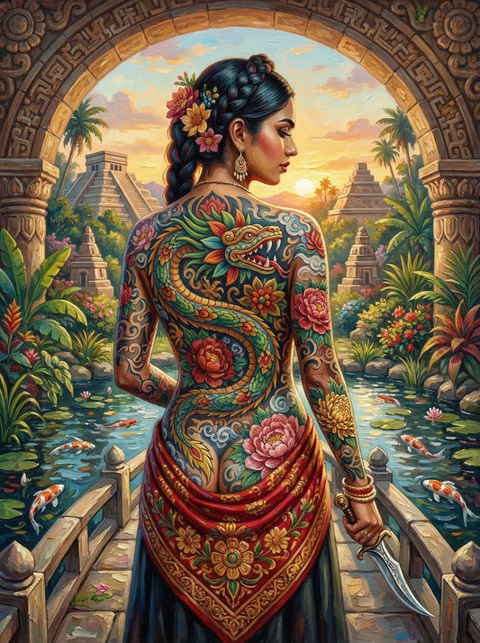 Mayan Serpent Tattoo Woman (80 Colours)