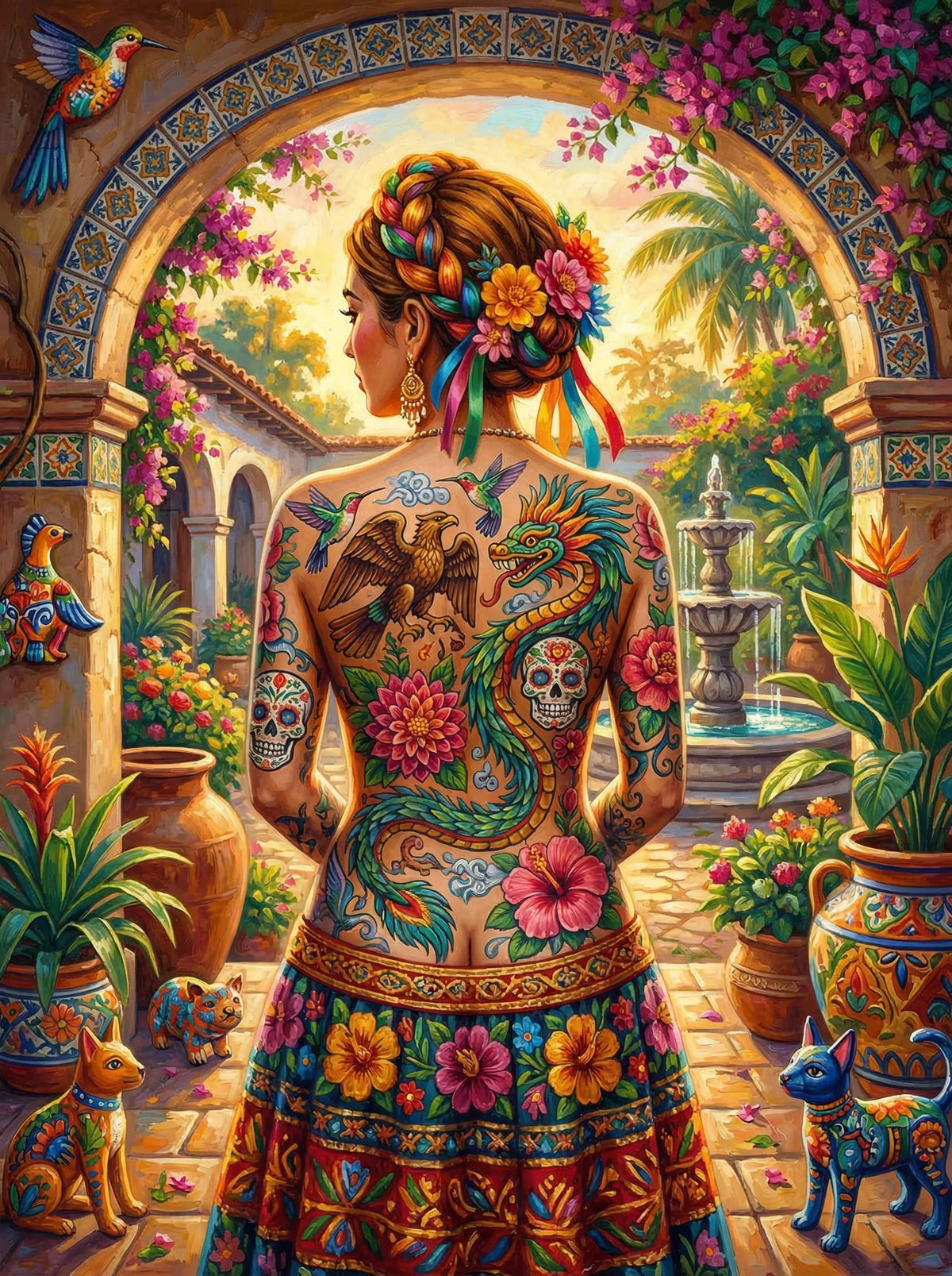 Mexican Tattoo Courtyard Woman (80 Colours)