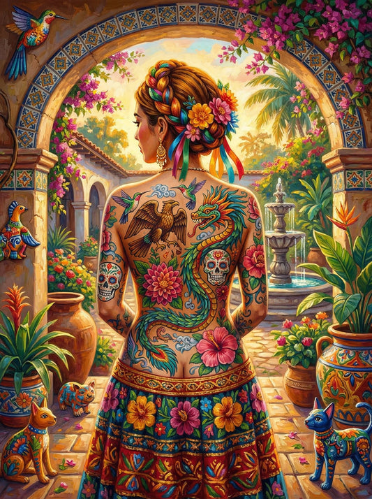 Mexican Tattoo Courtyard Woman (80 Colours)