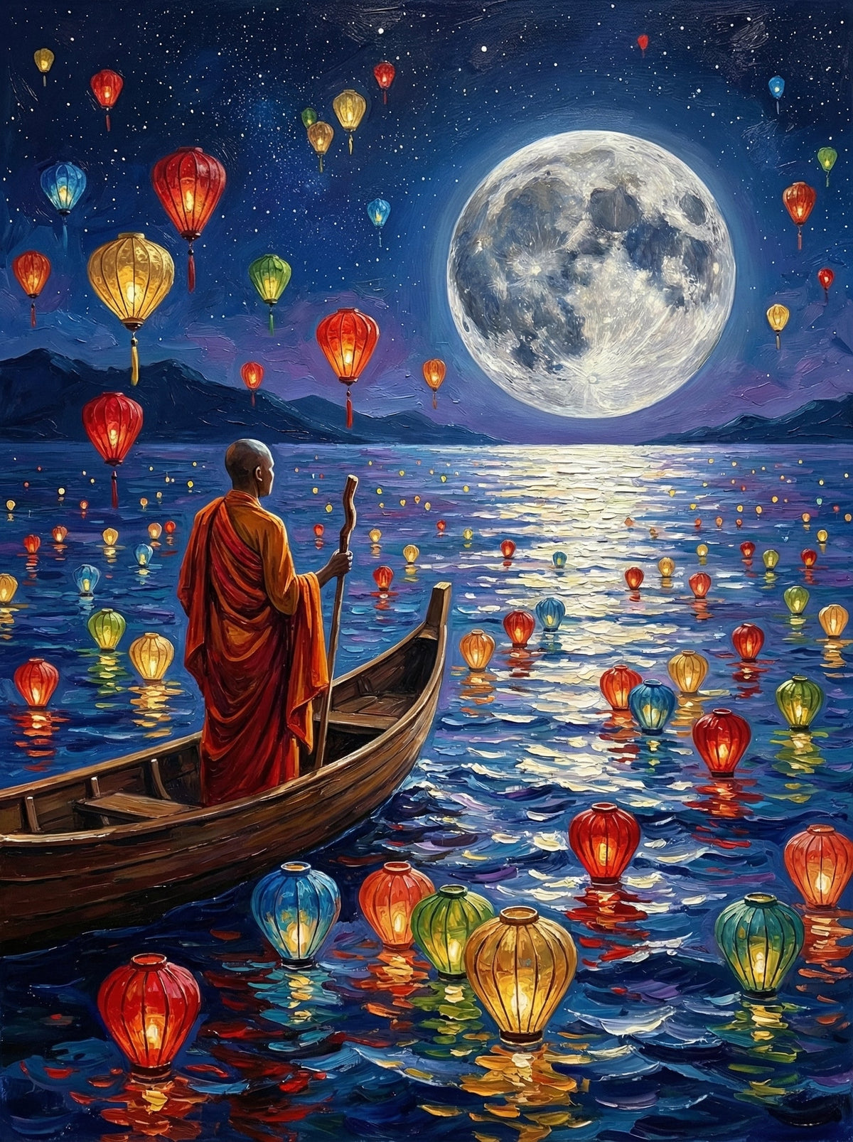 Monk And Lantern Balloon Sky (120 Colours)