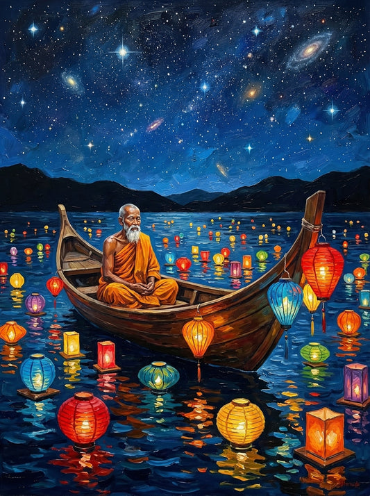Monk In Glowing Boat (80 Colours)