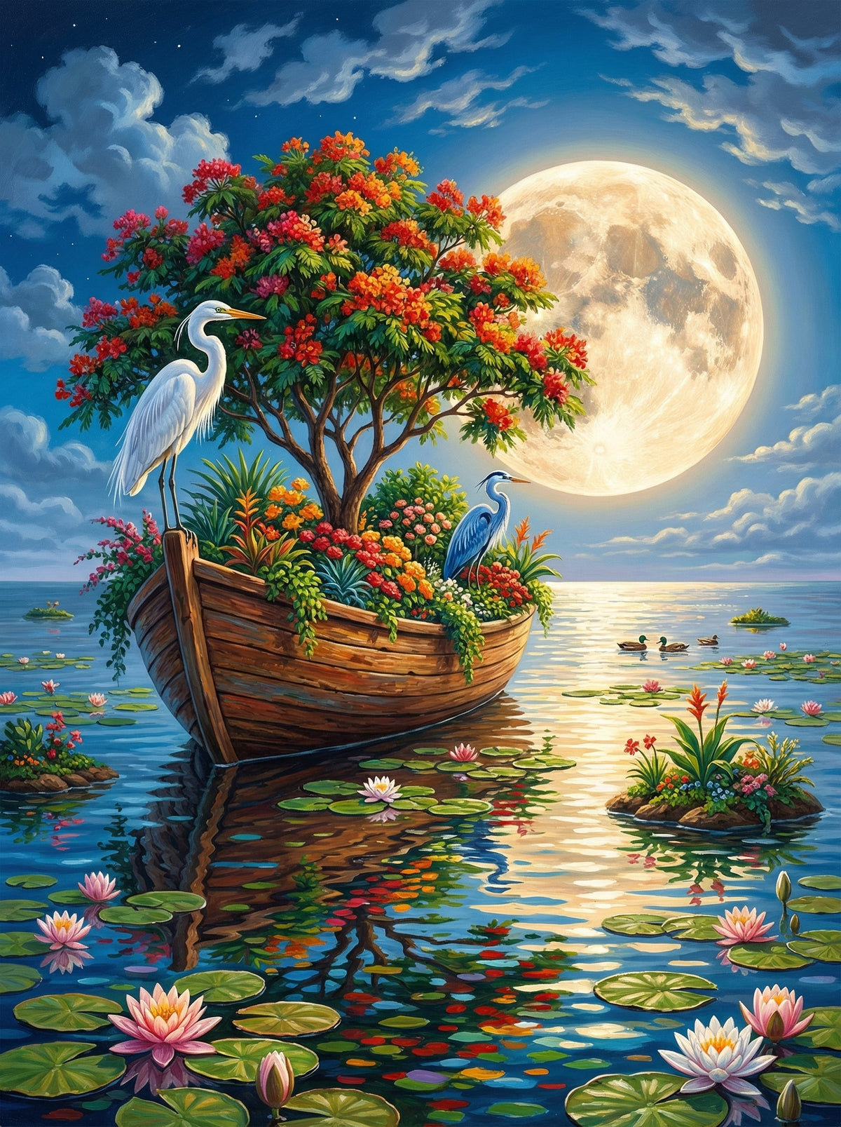 Moonlit Garden Herons (120 Colours)