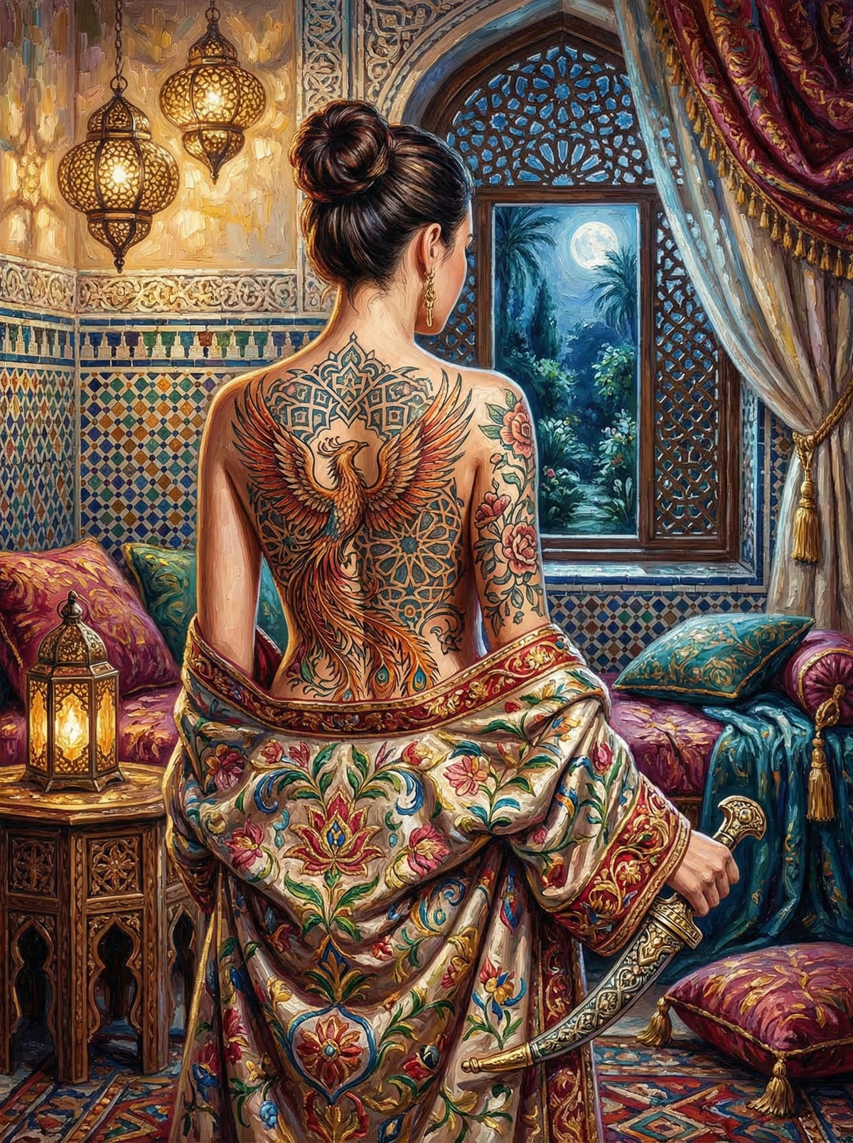 Moroccan Phoenix Tattoo Woman (120 Colours)