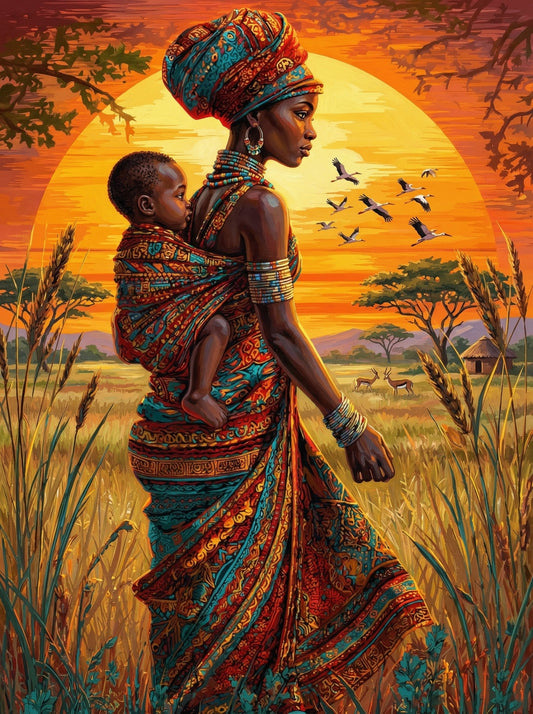 Mother And Child At Sunset (80 Colours)