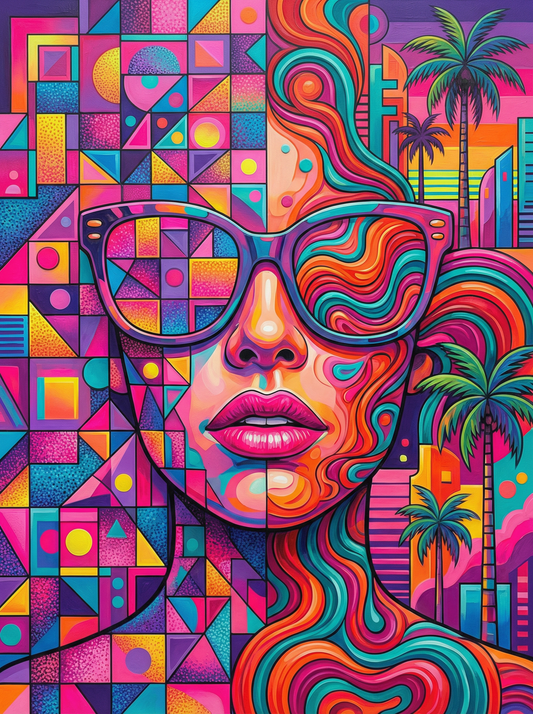 Neon Geometric Woman (80 Colours)