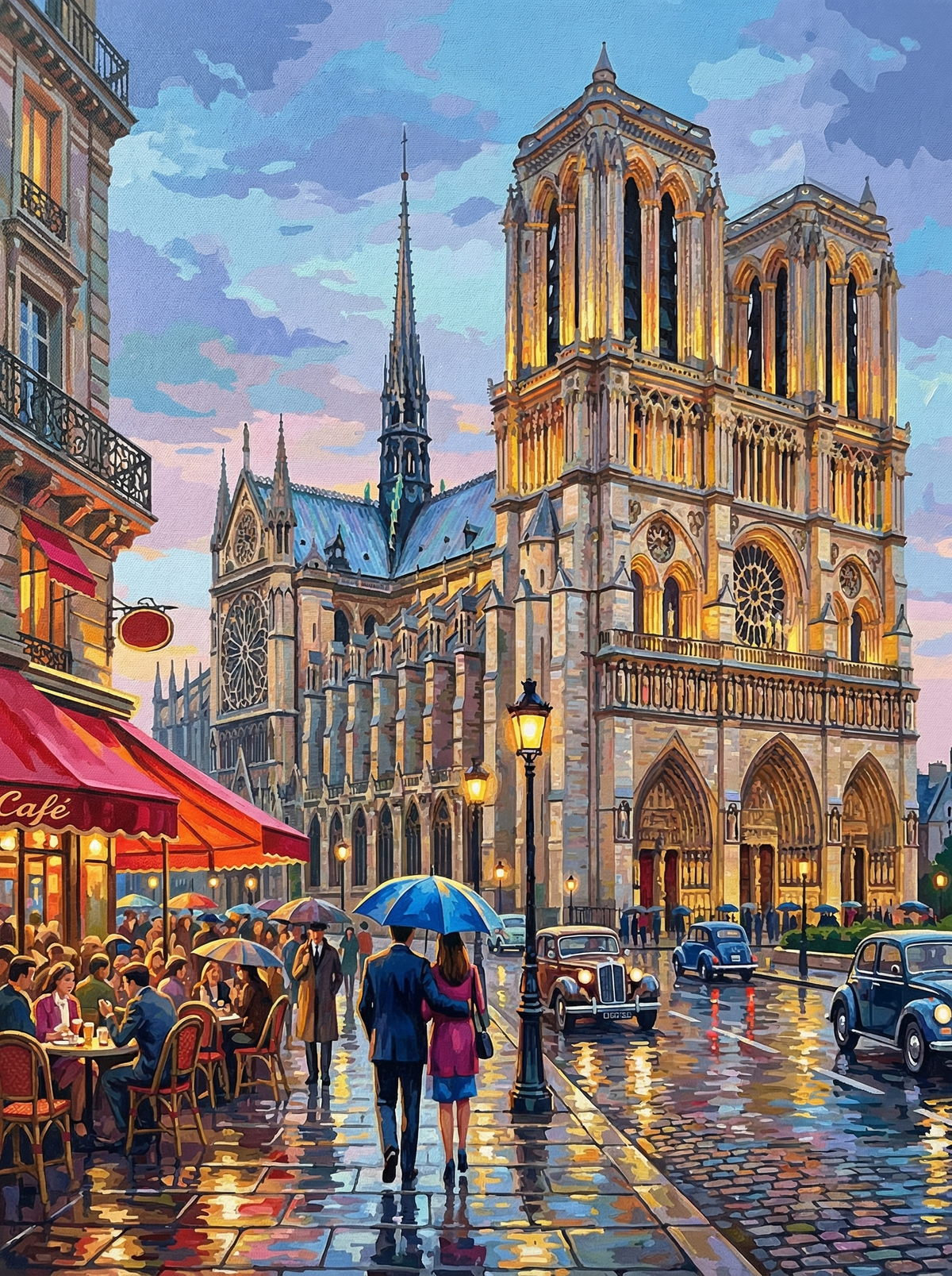 Notre Dame Cathedral Paris Evening (80 Colours)