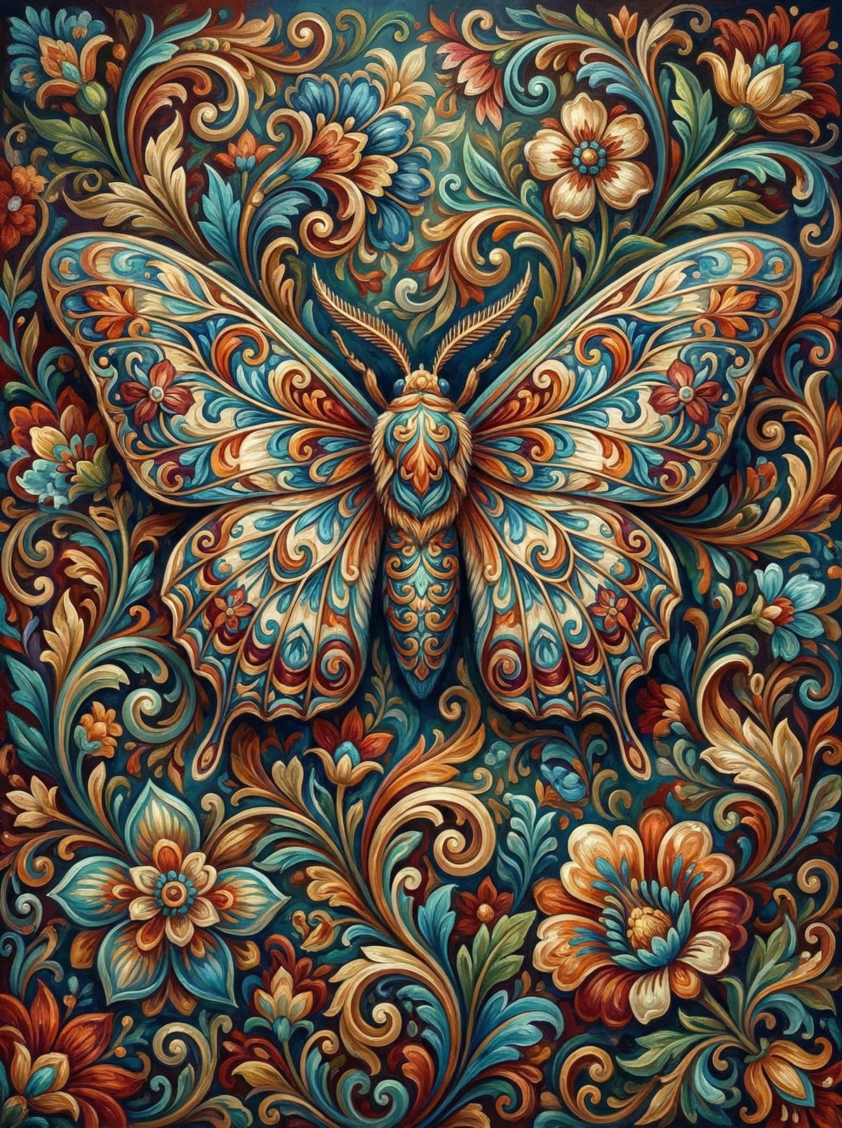 Ornamental Moth Tapestry (80 Colours)