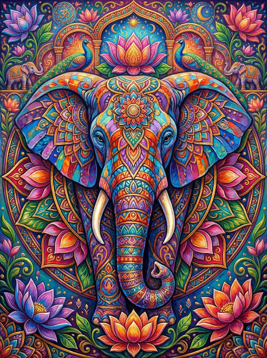 Ornate Elephant Mandala (80 Colours)