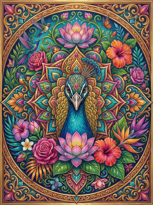 Ornate Peacock Mandala (80 Colours)