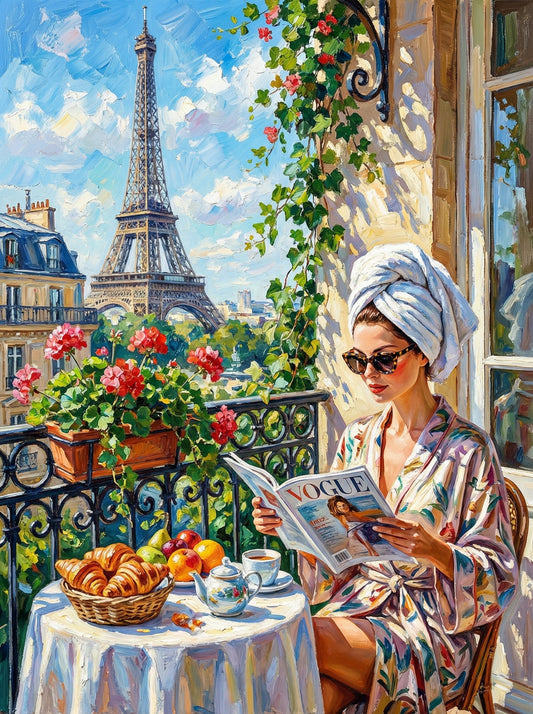 Paris Balcony Breakfast View (80 Colours)