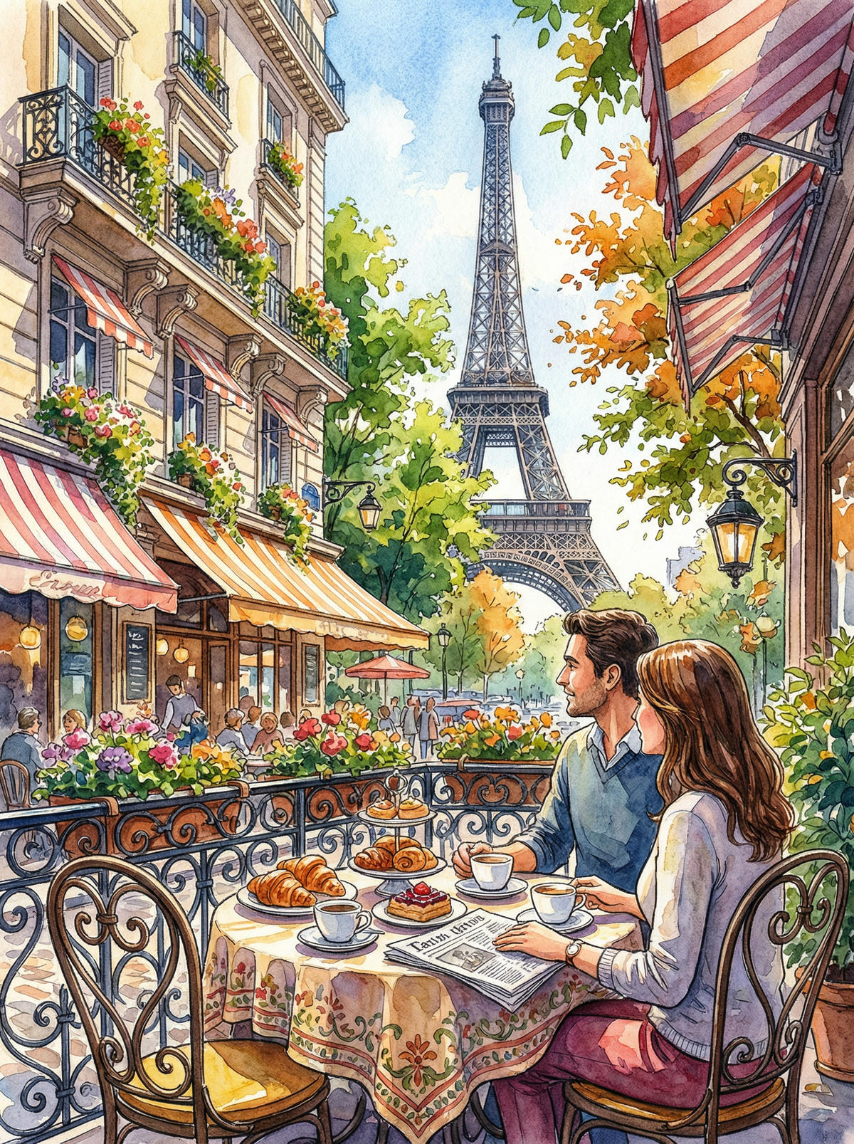 Parisian Cafe Eiffel Tower (120 Colours)