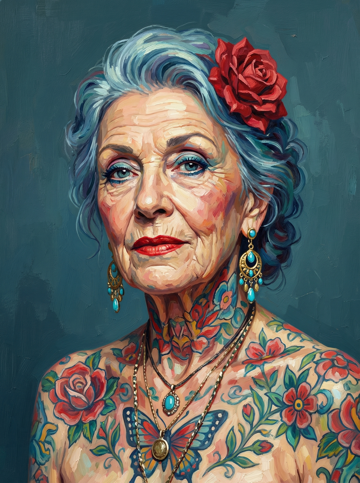 Peacock Teal Rose Portrait (120 Colours)