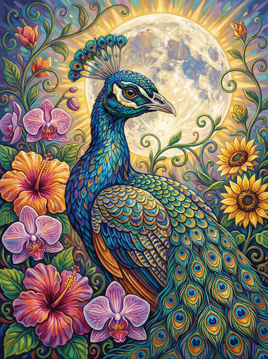 Peacock Under Moon (80 Colours)