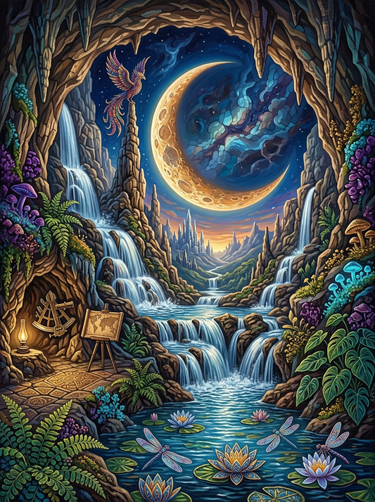 Phoenix Cave Waterfall Moonlight (80 Colours)