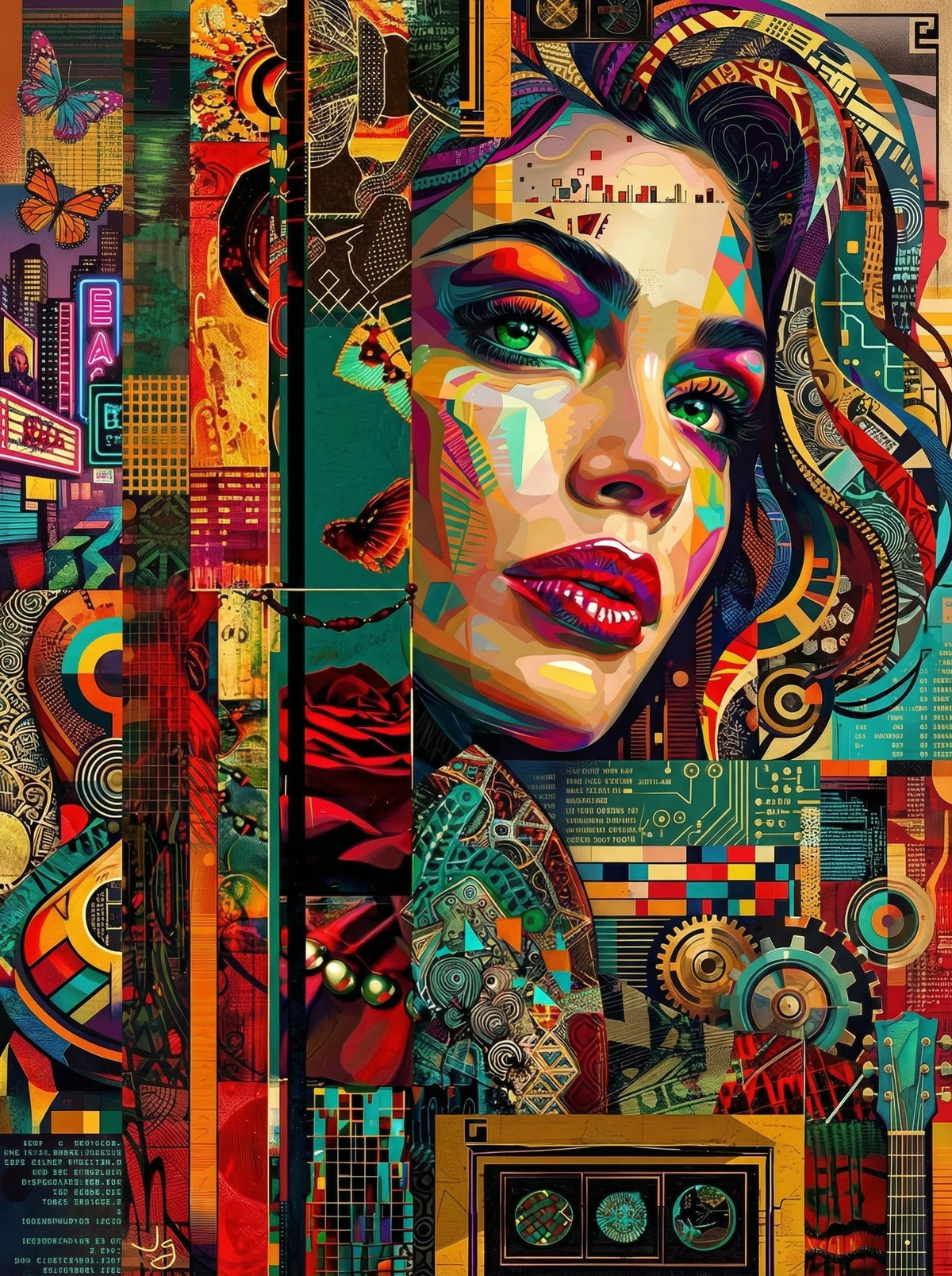 Pop Art Woman Geometric City (120 Colours)