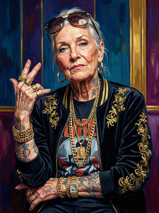Rebellious Rocker Grandma (80 Colours)