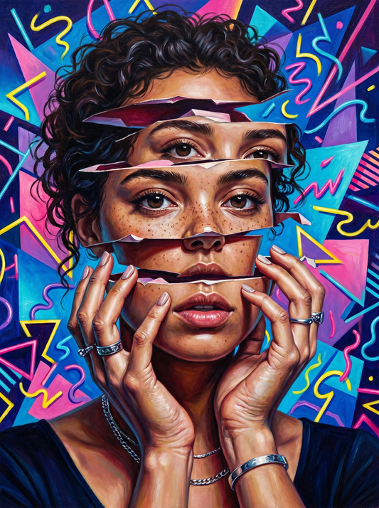 Retro Neon Woman Face (80 Colours)