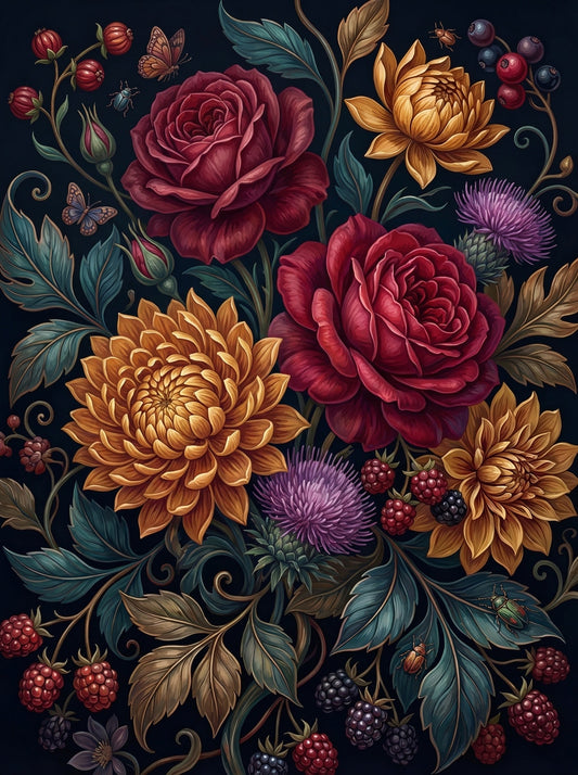 Roses And Berries Garden (80 Colours)