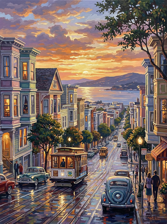 San Francisco Cable Car Sunset (80 Colours)