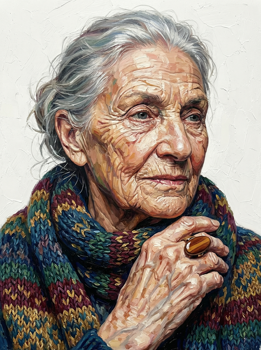 Serene Older Woman Sweater (80 Colours)