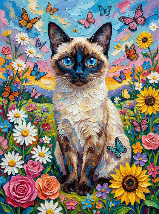 Siamese Cat Among Flowers (80 Colours)