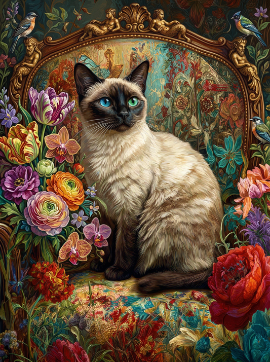 Siamese Cat Floral Throne (80 Colours)
