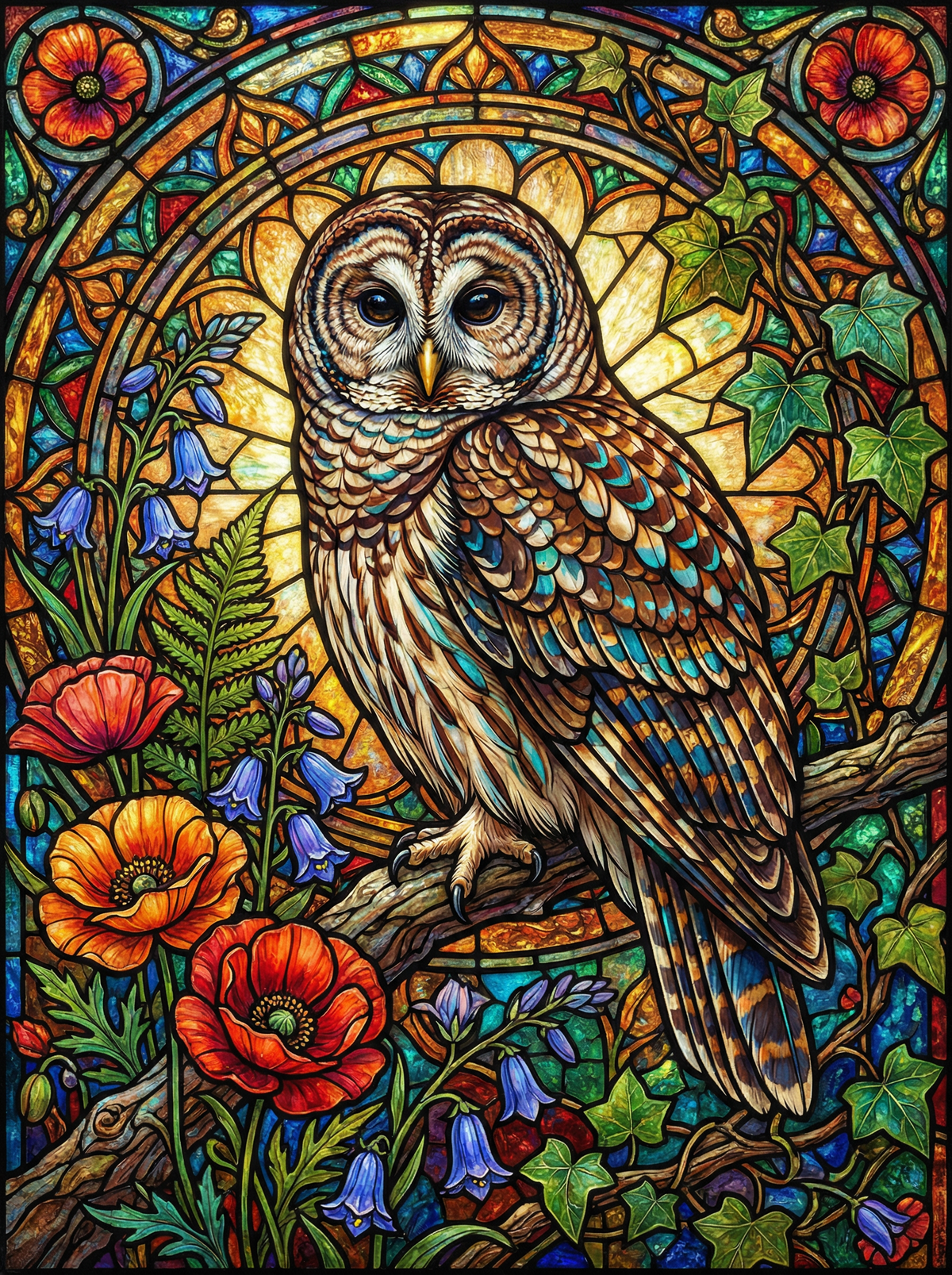 Stained Glass Barn Owl (120 Colours)