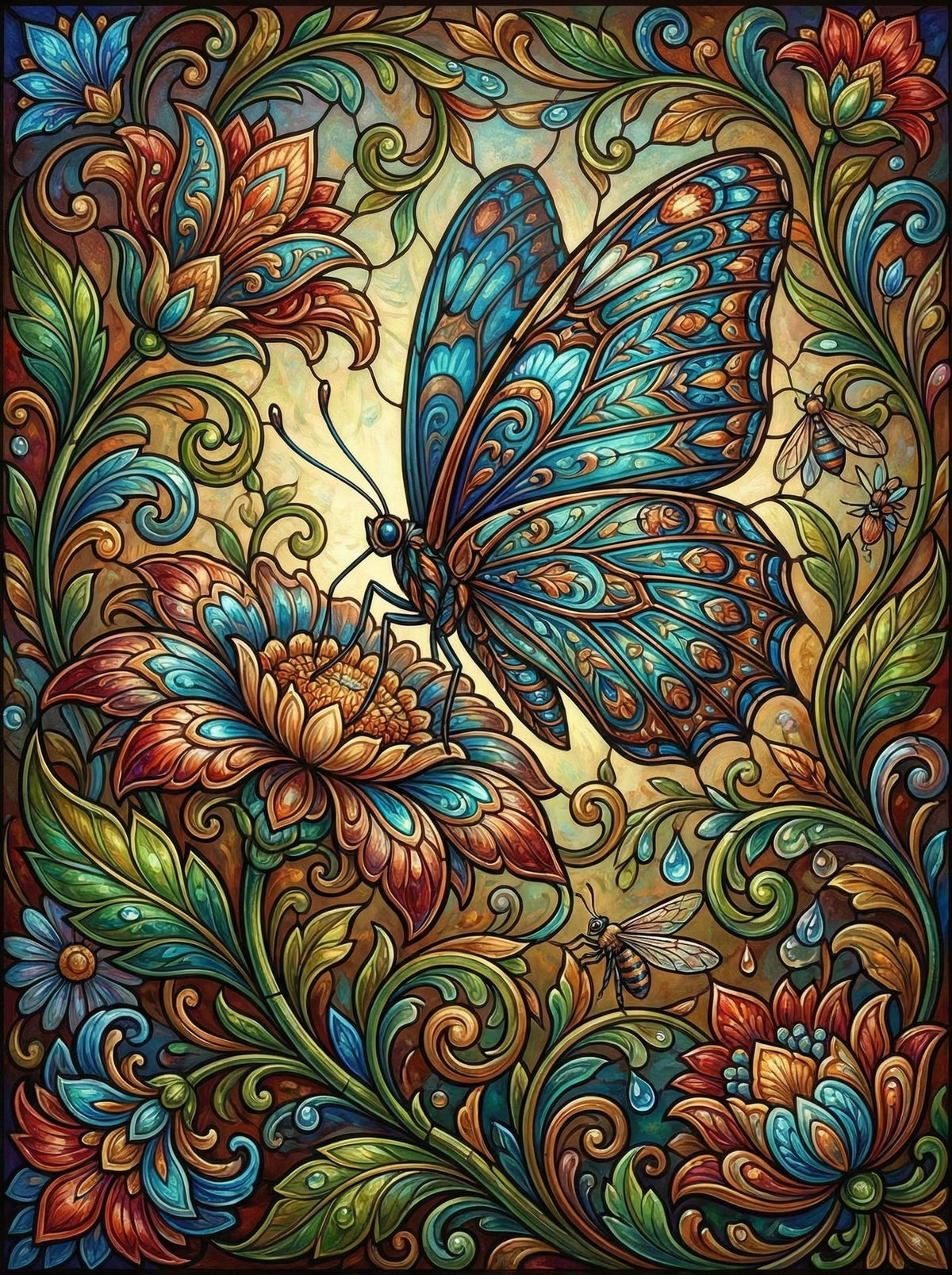 Stained Glass Butterfly Florals (120 Colours)