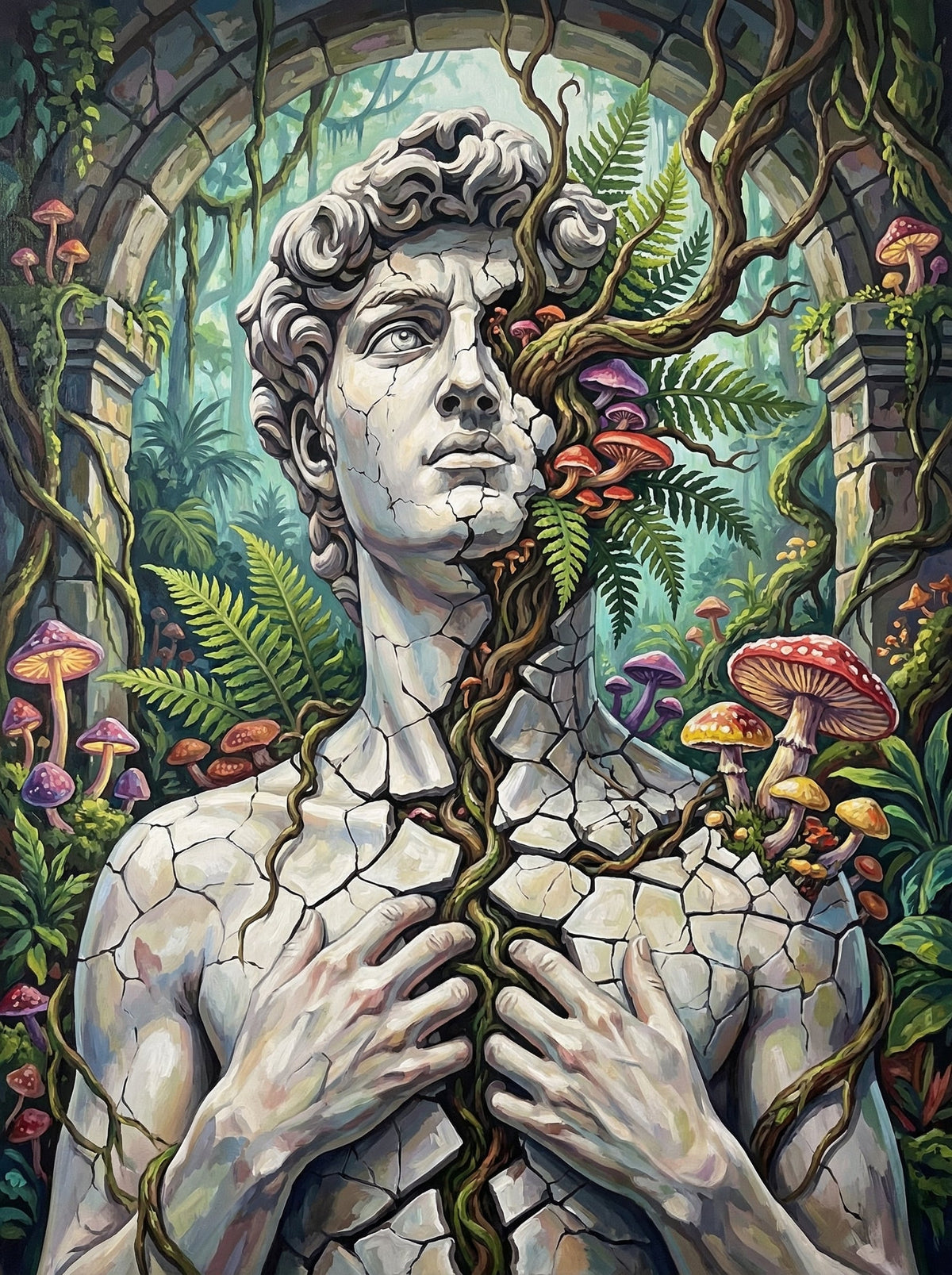 Stone Statue Vines Mushrooms (120 Colours)