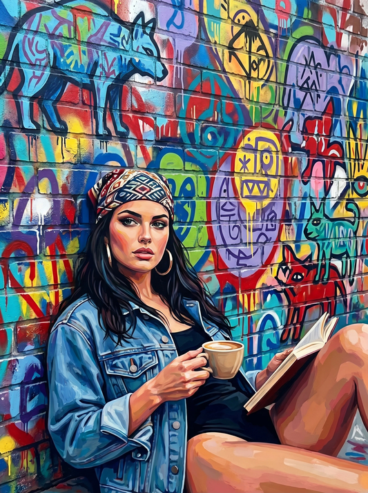 Street Art Coffee Girl (80 Colours)