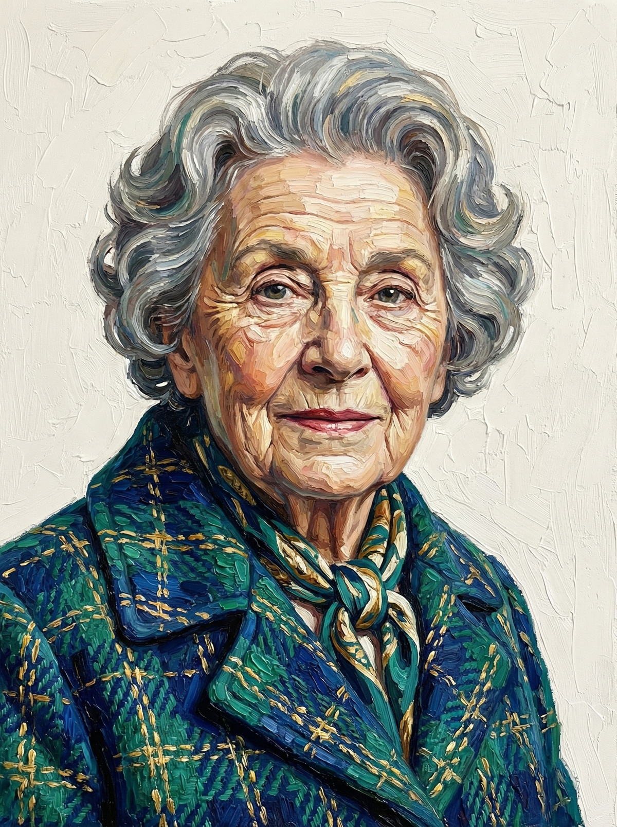 Teal Plaid Elder Portrait (80 Colours)