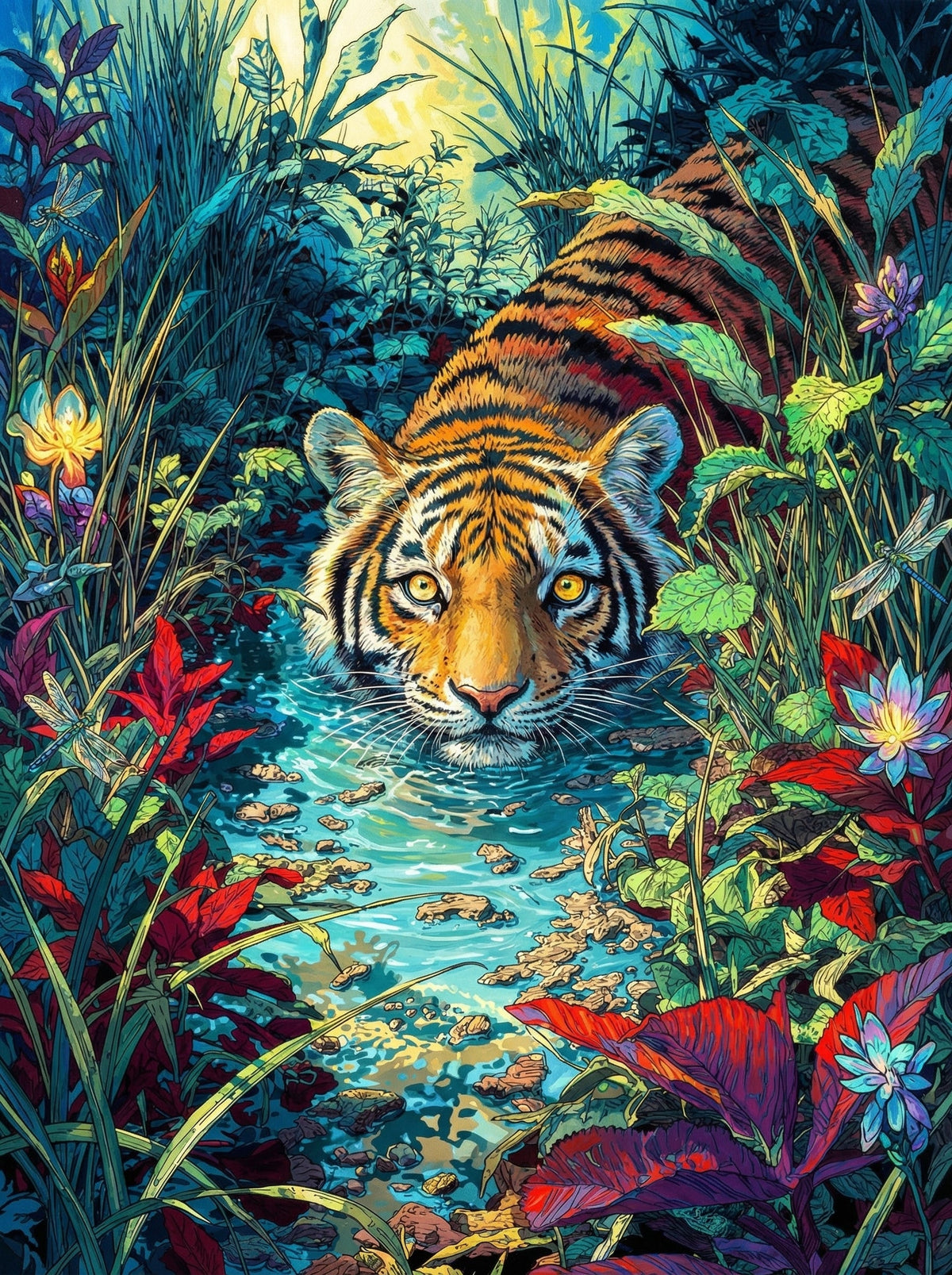 Tiger In Tropical Jungle (120 Colours)