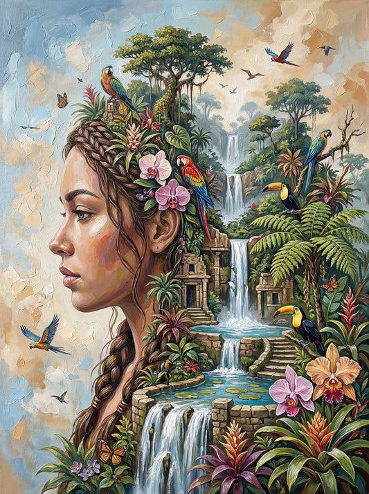 Tropical Waterfall Woman Profile (80 Colours)