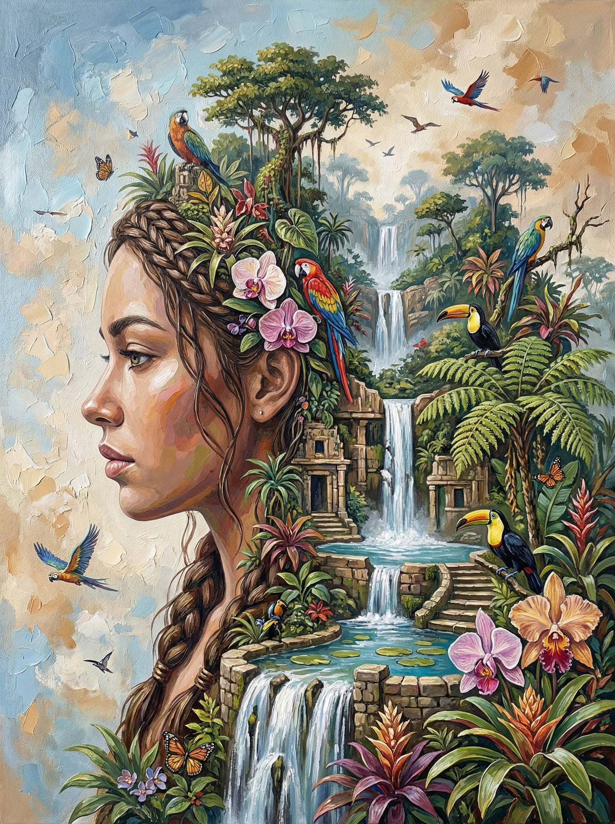 Tropical Waterfall Woman Profile (120 Colours)