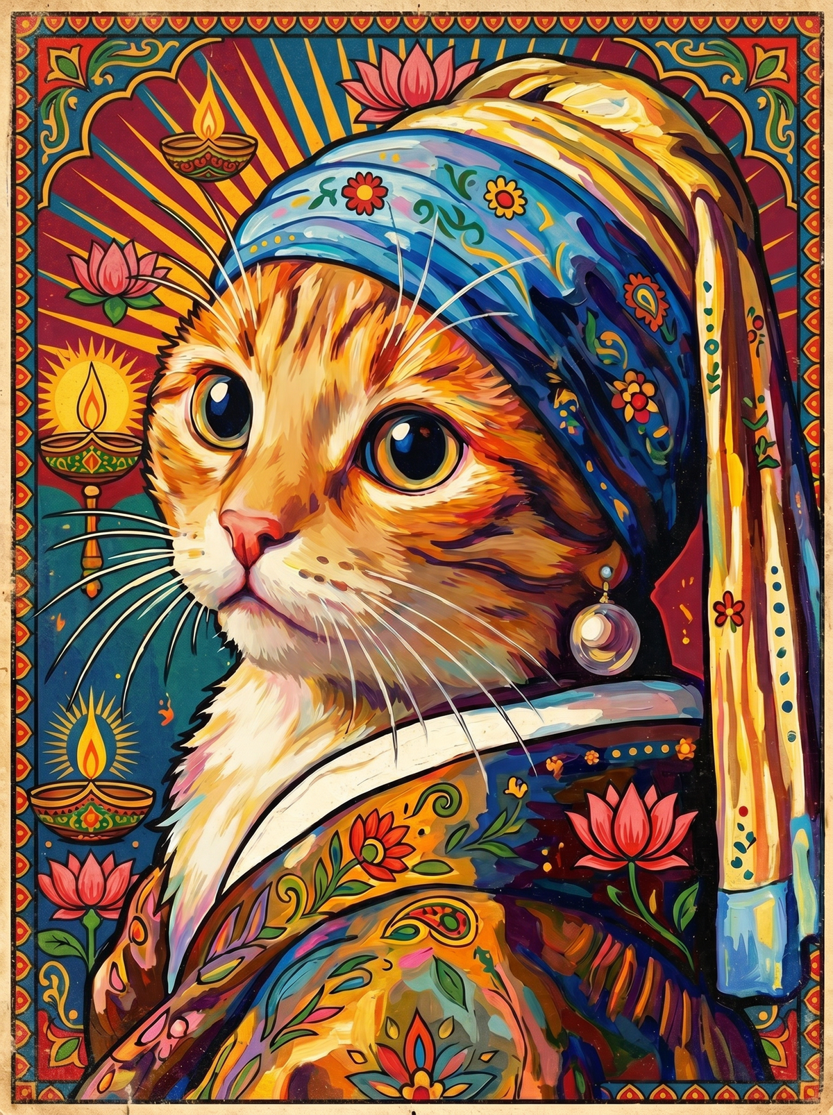 Turban Cat Portrait (120 Colours)