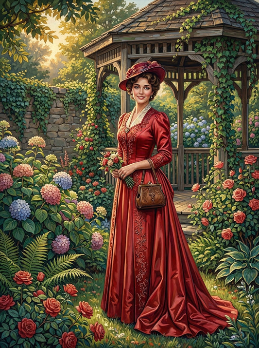 Victorian Woman Red Dress (80 Colours)