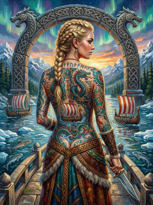 Viking Dragon Tattoo Woman (80 Colours)