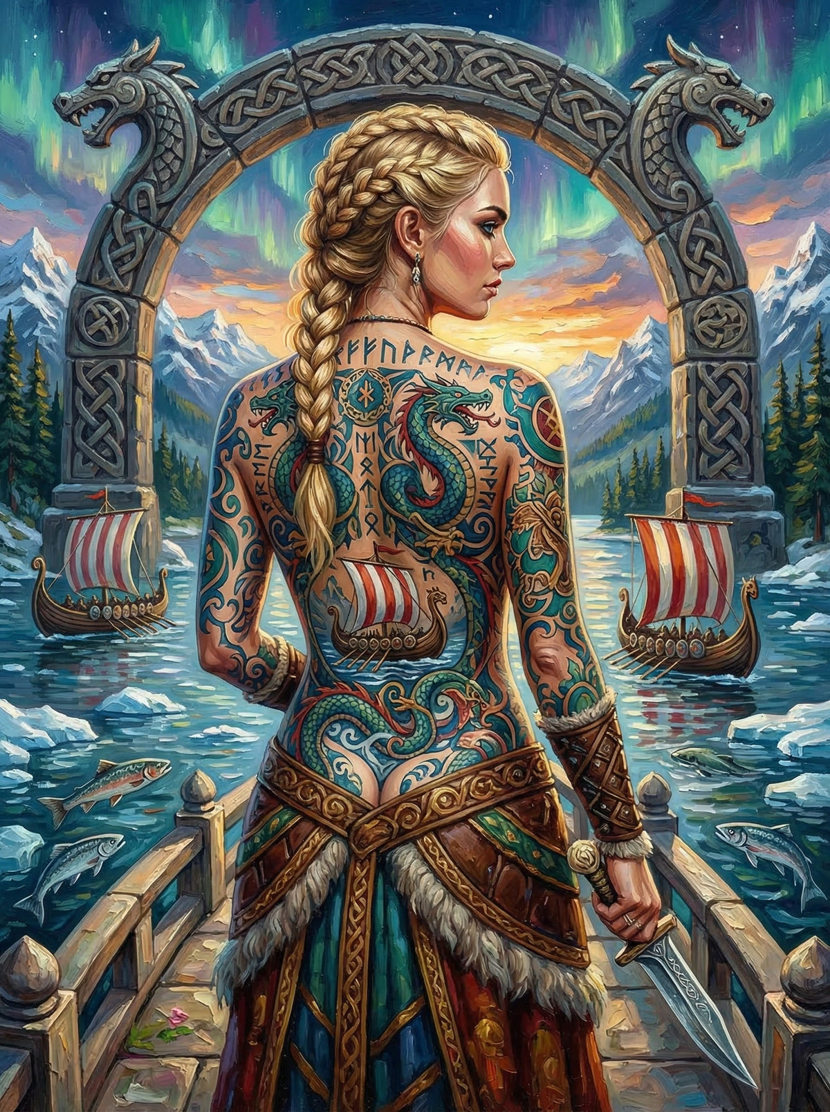 Viking Dragon Tattoo Woman (120 Colours)