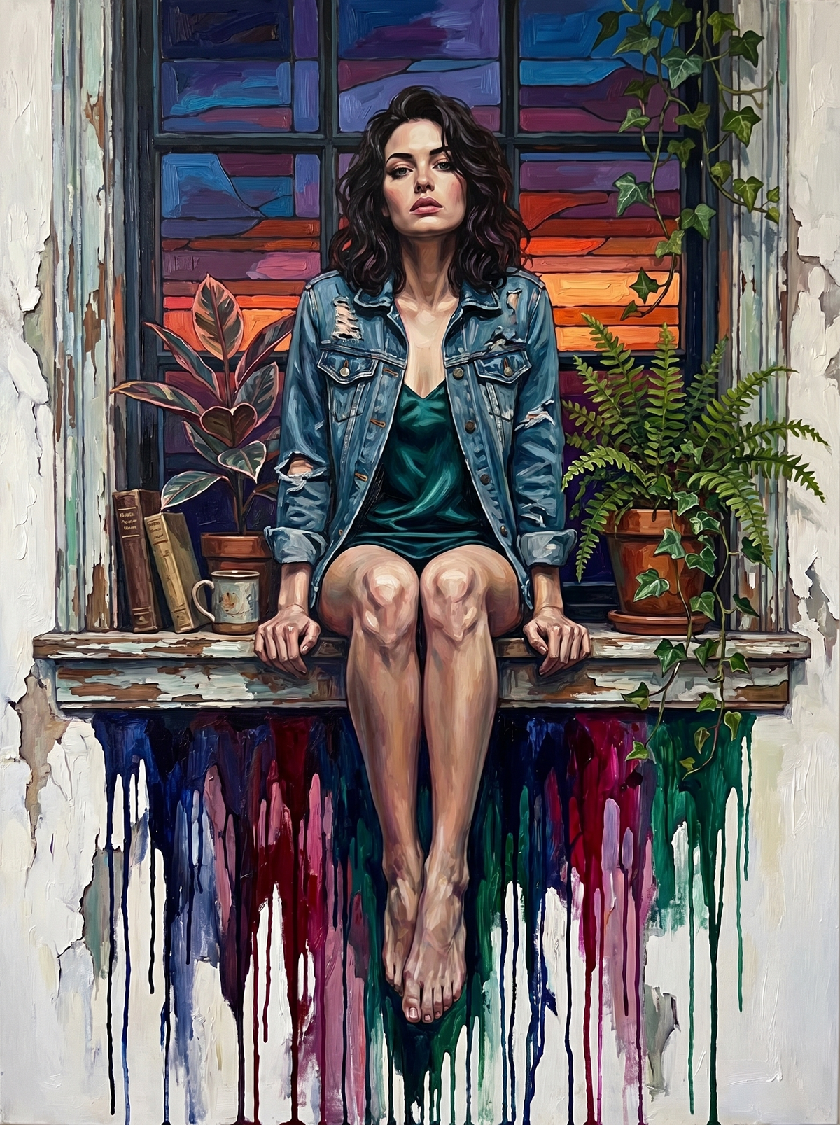 Window Girl Dreaming (120 Colours)