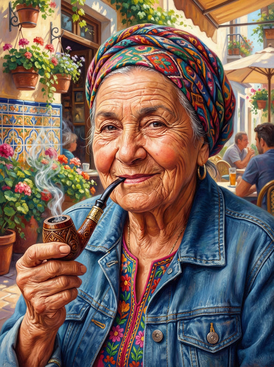 Woman Smoking In Courtyard (80 Colours)