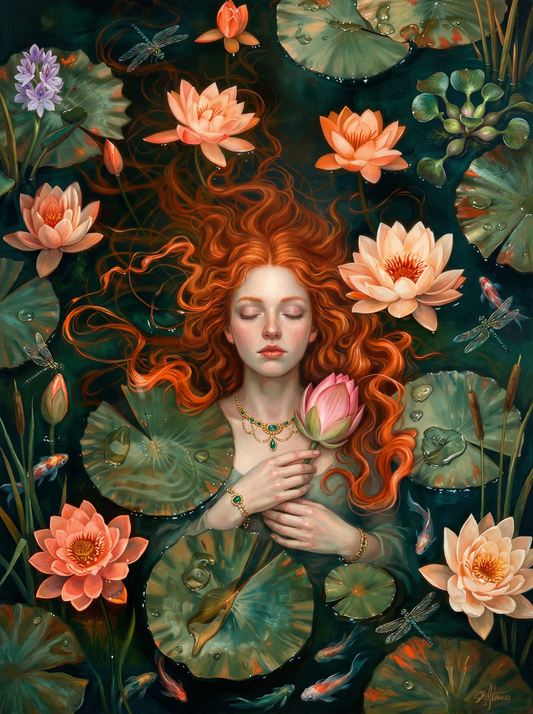 Woman With Lotus Flowers (80 Colours)