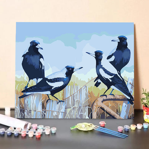 Magpies & Fence