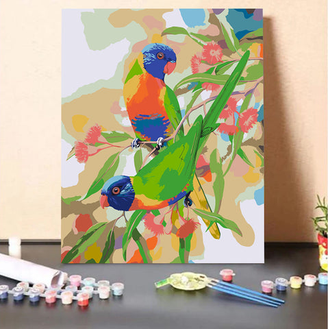 Rainbow Lorikeets & Gum