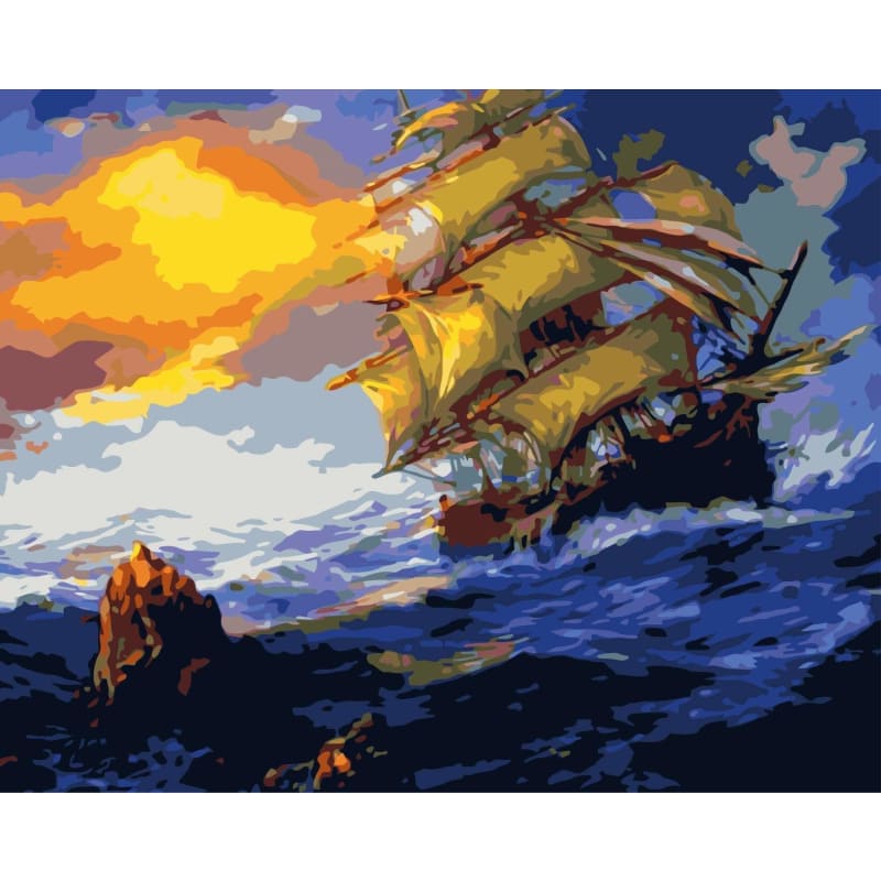 Boat Diy Paint By Numbers Kits WM-616 - NEEDLEWORK KITS